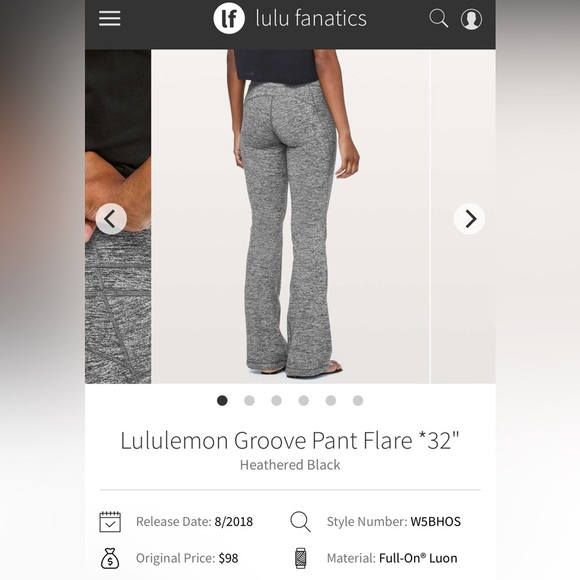 Lululemon Heathered Black Groove Pant Flare Women’s Size 10 - Picture 2 of 7